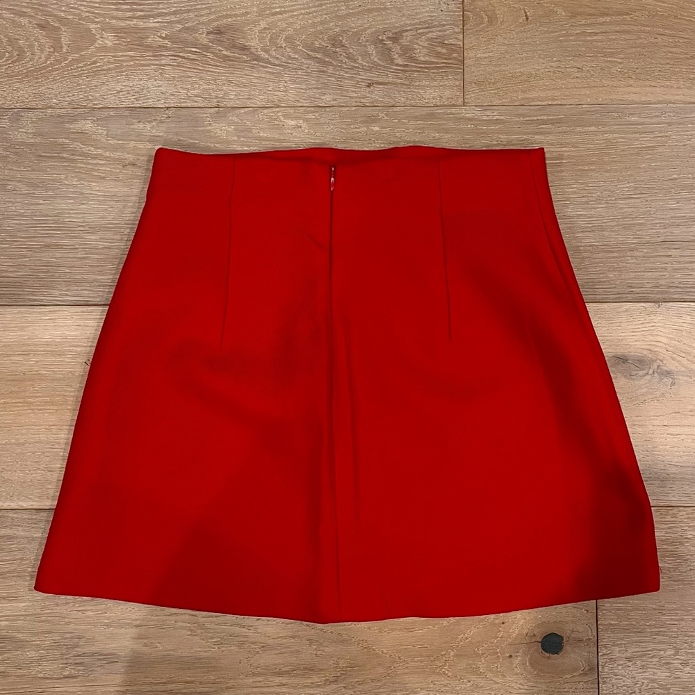 Red high waist mini skirt